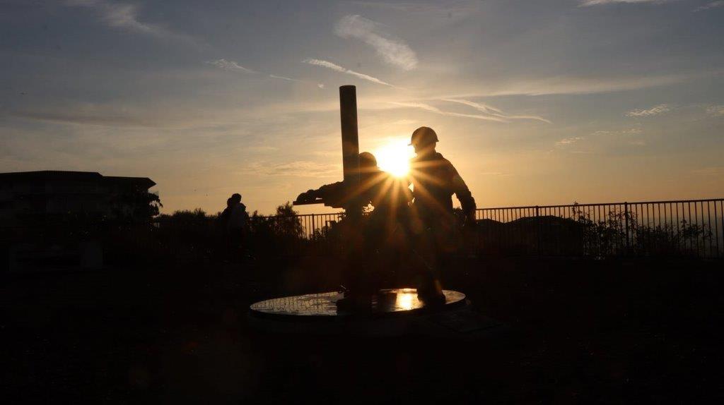 A silhouette of a couple of people

Description automatically generated