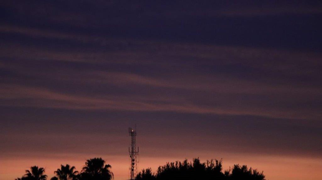 A silhouette of a tower and trees

Description automatically generated