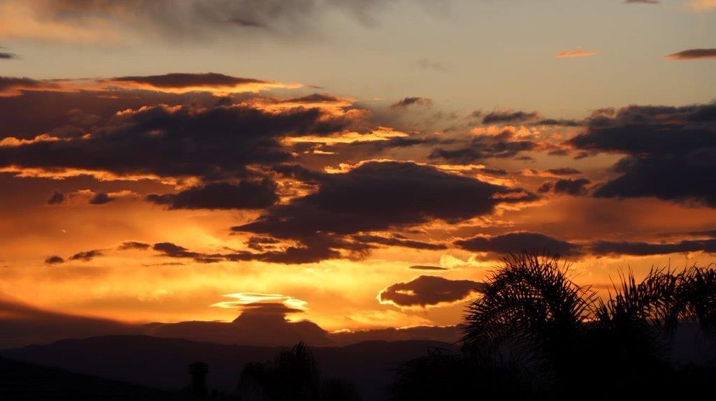 A sunset with clouds and trees

Description automatically generated