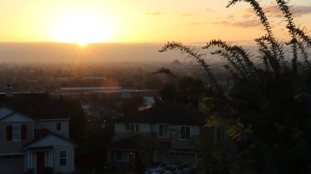 A sunset over a city

Description automatically generated
