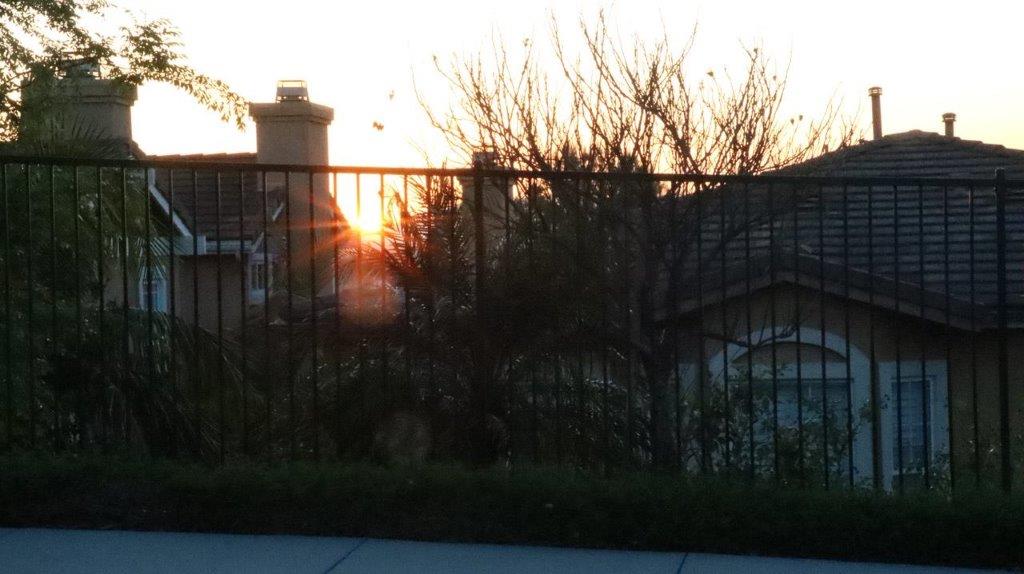 A fence with a sunset behind it

Description automatically generated