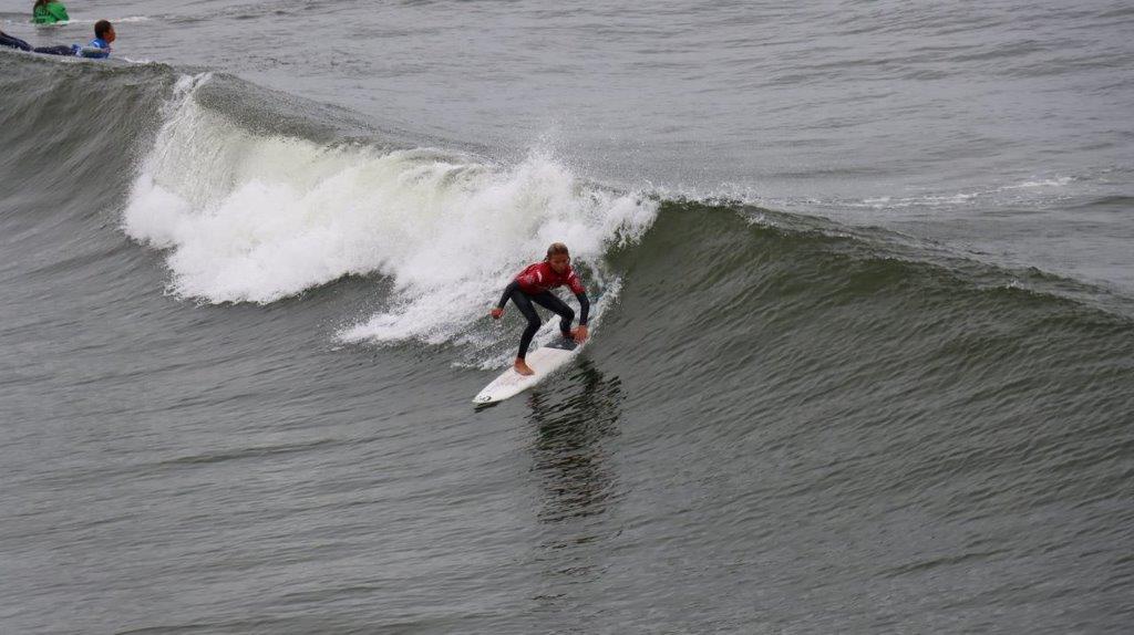 A person on a surfboard

Description automatically generated
