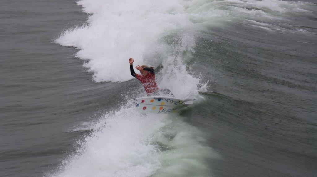 A person surfing in the ocean

Description automatically generated