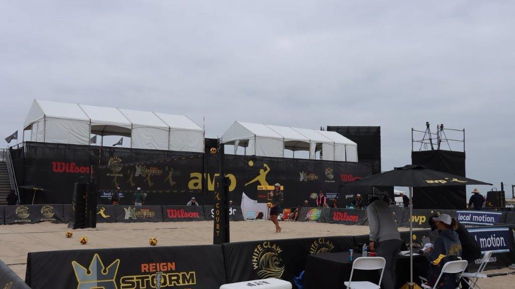 A group of people on a beach volleyball court

Description automatically generated